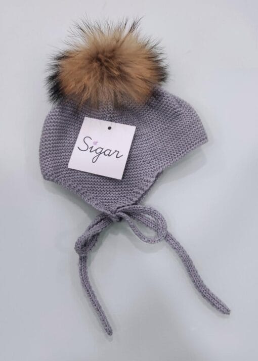 GORRO POMPOM GRIS CLARO SIGAR