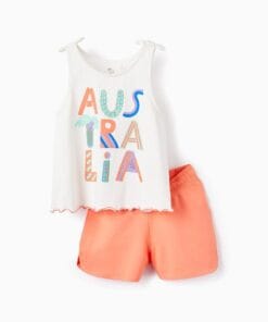 CONJUNTO AUSTRALIA BLANCO Y NARANJA NIÑA ZIPPY