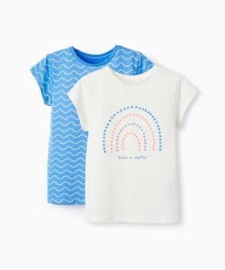 PACK 2 CAMISETAS AZUL Y BLANCA NIÑA ZIPPY