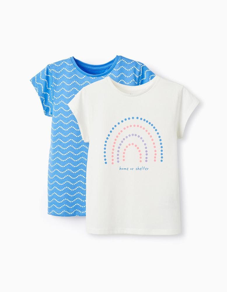 PACK 2 CAMISETAS AZUL Y BLANCA NIÑA ZIPPY