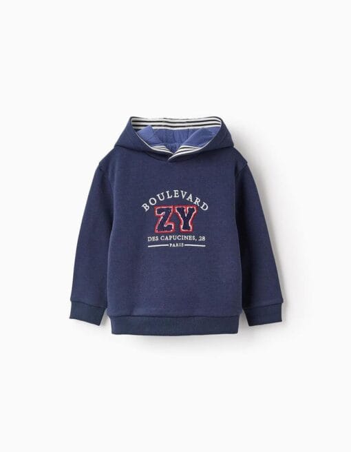 SUDADERA BEBE CON CAPUCHA MARINO