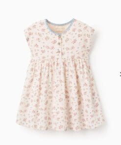 VESTIDO BEBE BEIGE FLORES ROSA ZIPPY