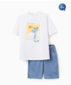 CONJUNTO BLANCO Y AZUL NIÑO ZIPPY