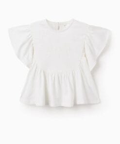 CAMISETA BASICA VOLANTEN BEIGE ZIPPY