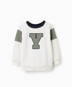 sudadera blanca letras verdes