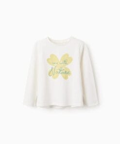 camiseta niña flor verde