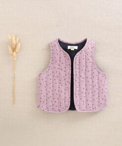 chaleco de niña color morado con estampado