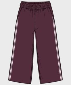 pantalon felpa burdeos con rayas blancas 